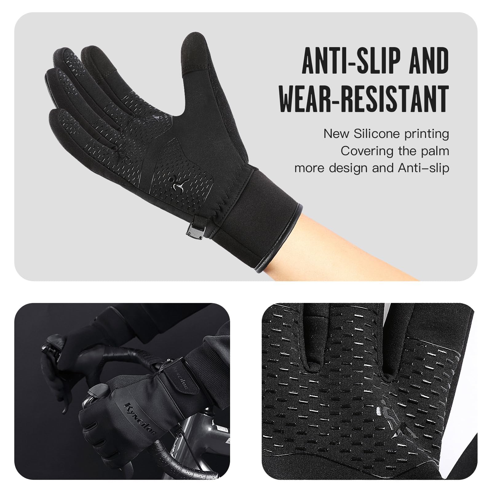 FOXLVDA Guantes de invierno de -12.2 °C para hombre y mujer, impermeables, resistentes al viento, guantes térmicos para pantalla táctil, con agarre antideslizante y forro cálido para clima frío,