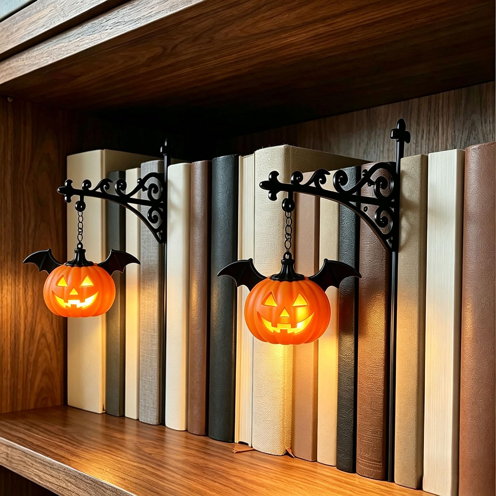 2 Pcs book nook light lantern, Vintage Hanging LED bookshelf lantern light