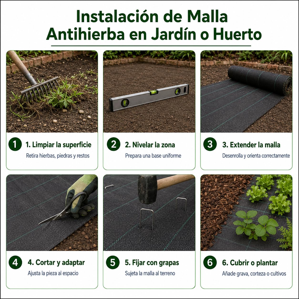 Malla Antihierba 130 Gramos, Rollo 2x100m, Malla Geotextil contra Maleza y Malas Hierbas, para el Huerto, Estable a Rayos UV y Permeable