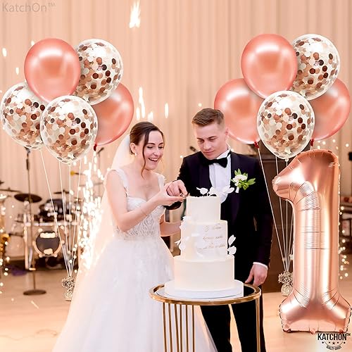 Miniatura 3 de Globo de número (0 a 9) color oro rosa con globos de confeti