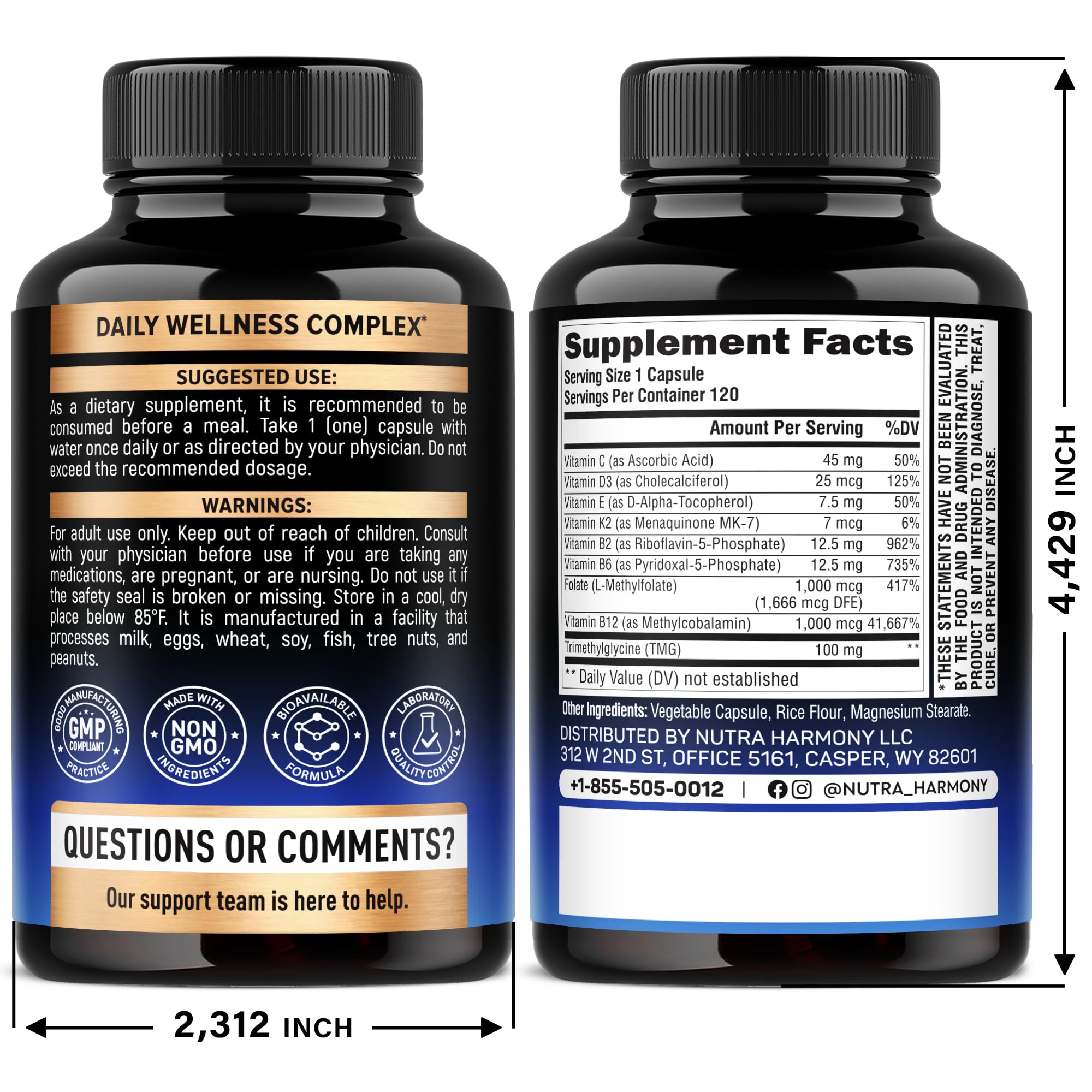 Methylated Multivitamin - 9in1 Supplement with TMG, 5MTHF & B12 - 120 Caps — Amazon image 2