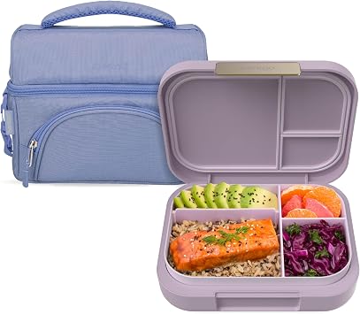 Bentgo Modern Lunch Box Orchid Set With Deluxe Insulated Lunch Bag Slate