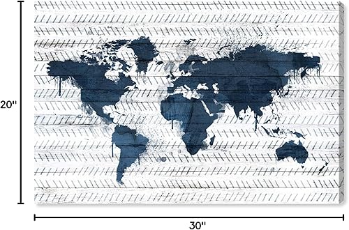Miniatura 8 de The Oliver Gal Artist Co. Mapas y banderas - Lienzo decorativo para pared, diseño de Mapamundi Boho Navy, Mapas del mundo