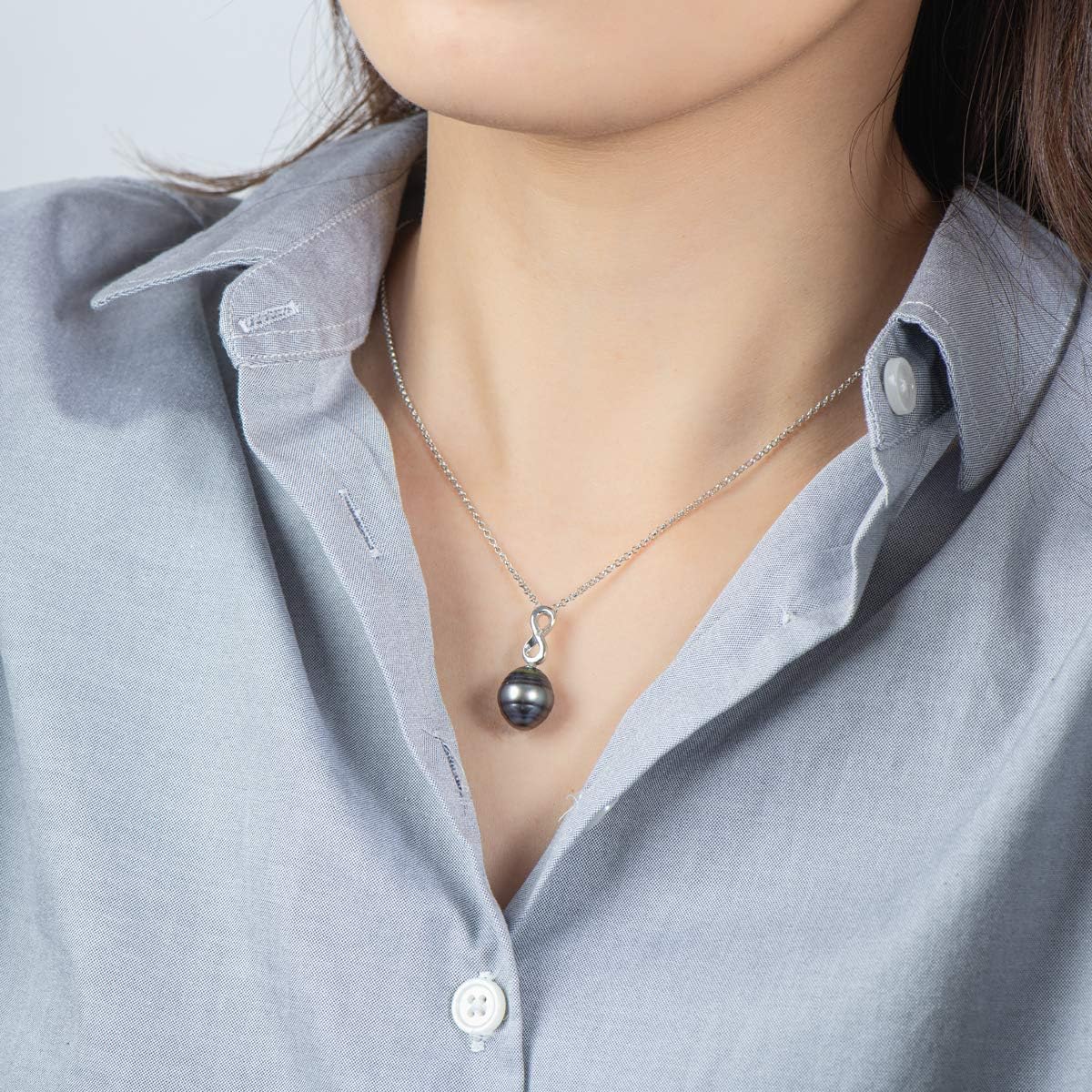 Black Pearl Pendant Necklace Tahitian South Sea Cultured Baroque Pearls Necklaces with 18" Sterling Silver Chain Jewelry Gifts for Women
