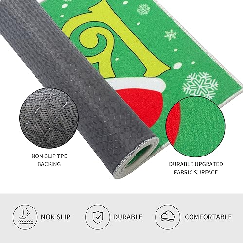 Miniatura 4 de WOBUBU Juego de 2 tapetes de cocina de Navidad, antideslizantes, lavables, para suelo, 2 piezas, absorbentes, para cocina, invierno, decoración de