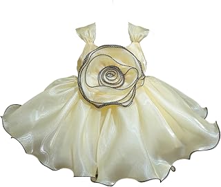 DeeVee Girls Premium Organza Party Dress with Elegant Floral Applique – with Free Walking Shoes. Price In India
