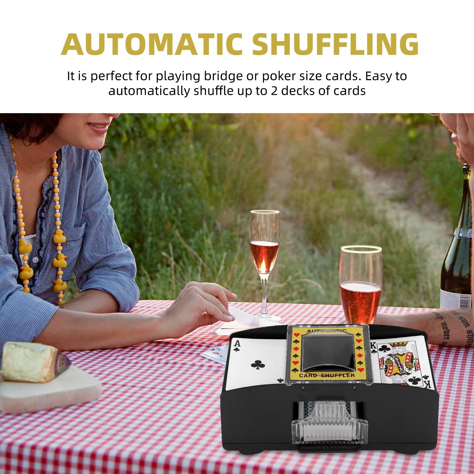 OVARIA Mescolatore di Carte Automatico Portatile, Macchina for rivenditore di Carte elettrica Supporta Vari metodi di Gioco Personalizzati for Mazzo di Carte da Gioco, Uno, Poker