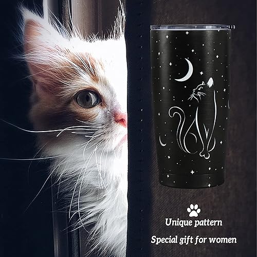 Miniatura 3 de Vaso para gatos, tazas de viaje, vaso aislado, lindo gato, regalo de gato, divertido regalo de gato negro para los amantes de los gatos, vaso