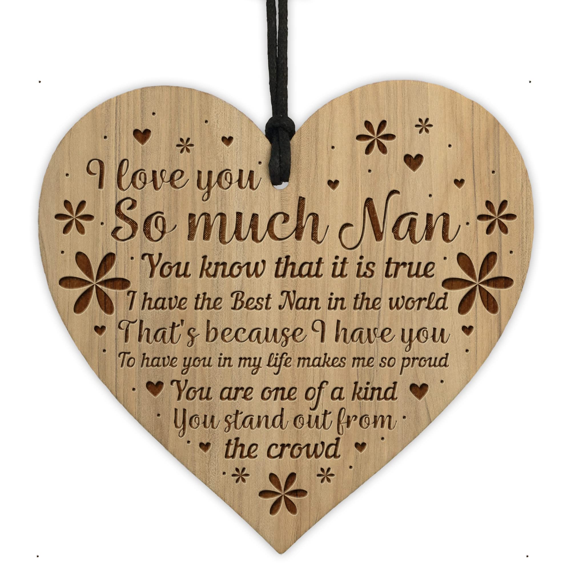 Red Ocean Nan Gifts Wooden Engraved Heart Nan Birthday Gifts Christmas Gifts From Granddaughter Grandson