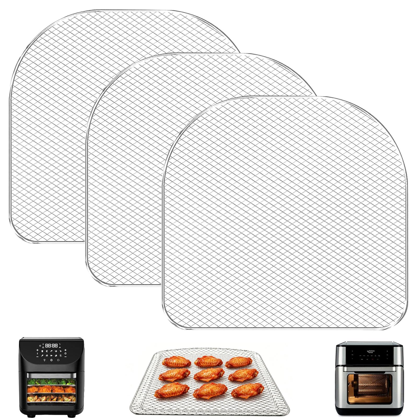 GWYXC Air Fryer Rack for Oven, 3 PCS Air Fryer Oven Accessories Dehydrator Rack Replacement Tray Cooling Racks for Chefman 6.3 Qt Air Fryer, Power XL Airfryer Pro 6QT Pro Plus 10 Quart Oven 6QT 12.5QT
