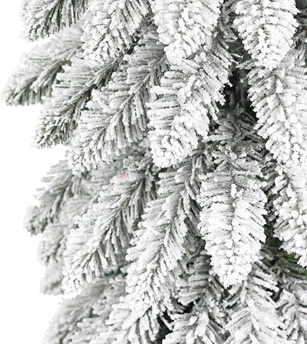 Miniatura 5 de Puleo International - Árbol de lápiz alpino flocado preiluminado de 4 pies, 139 puntas, 50 luces multicolor UL