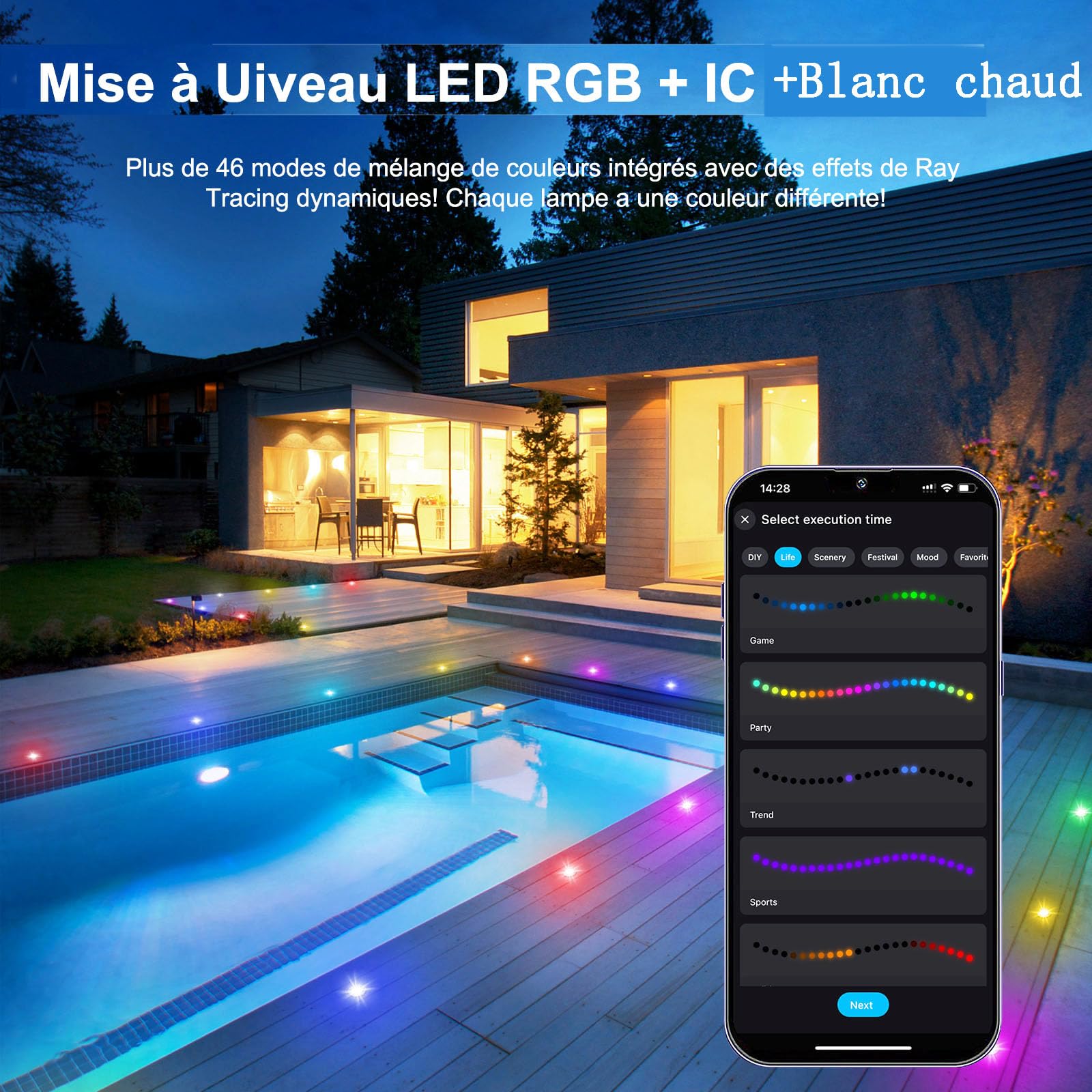 Lot de 20 Spots LED Encastrables Extérieur WiFi RGBWIC+Blanc Chaud, Ø31mm Projecteur de Sol Intelligent Dimmable IP67, Compatible avec Alexa et Google Home, pour Terrasse Jardin Escalier