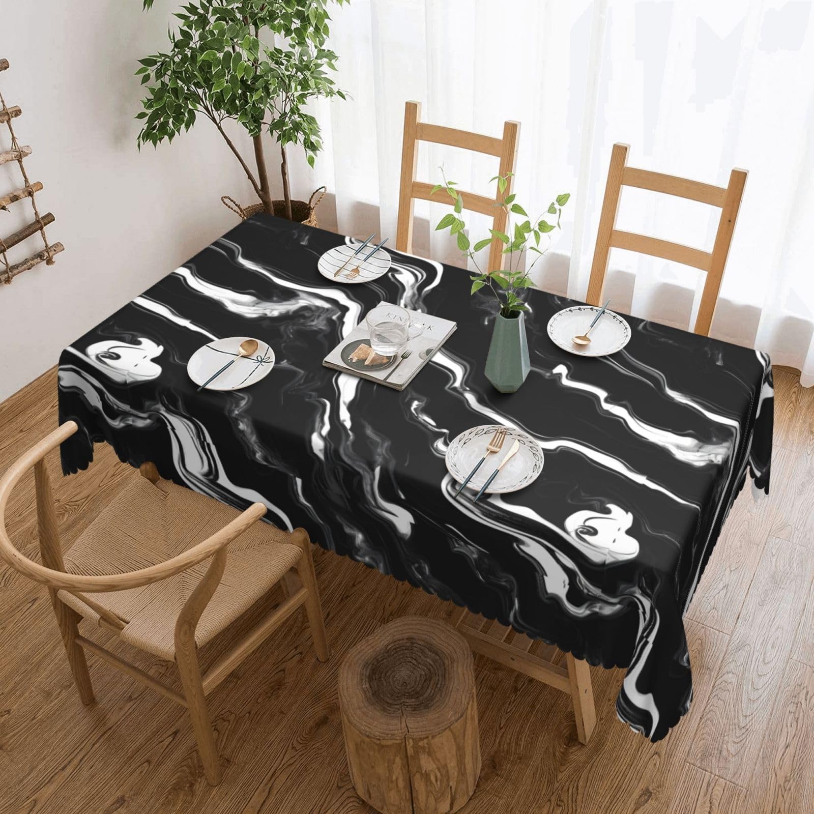 Nappe rectangulaire en tissu marbre pour vos pique-niques et buffets
