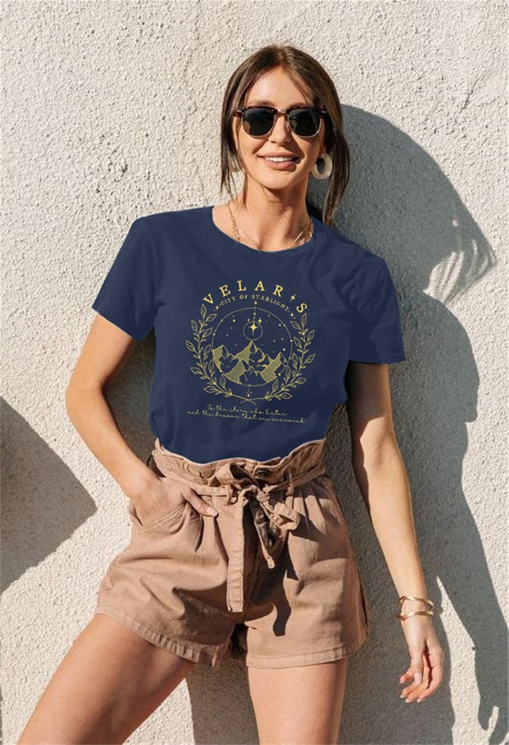 Acotar Velaris Shirt Women City of Starlight Shirt Vintage Stars Graphic Tee Funny Letter Printed Short Sleeve Tops - Image 5