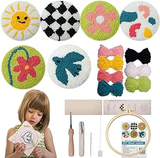 初心者向けパンチニードルキット | 刺繍と裁縫の完全なアクセサリーセット,大人のクラフト用刺繍パンチニードルキット - 誕生日や新築祝いの手芸アート制作 女性や母向け
