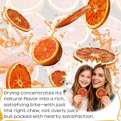 Miniatura 4 de Rebanadas de naranja sanguina seca, color rojo rubí vibrante, alrededor de 50 piezas, sin azúcar añadido, aperitivo crujiente y saludable adorno de