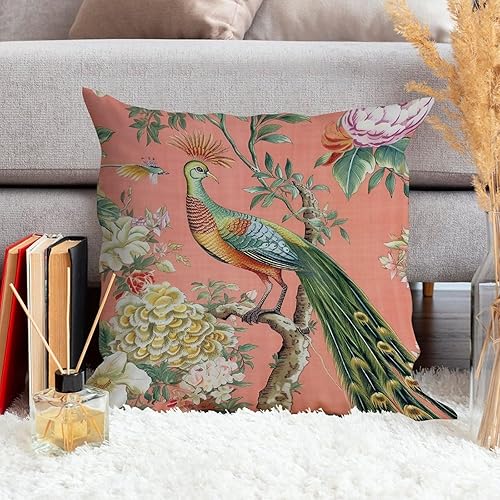 Vista 54 de ArogGeld Chinoiserie - Fundas de cojín asiáticas con diseño de flores blancas y verdes, funda de almohada Chinoiserie Floral con hojas verdes