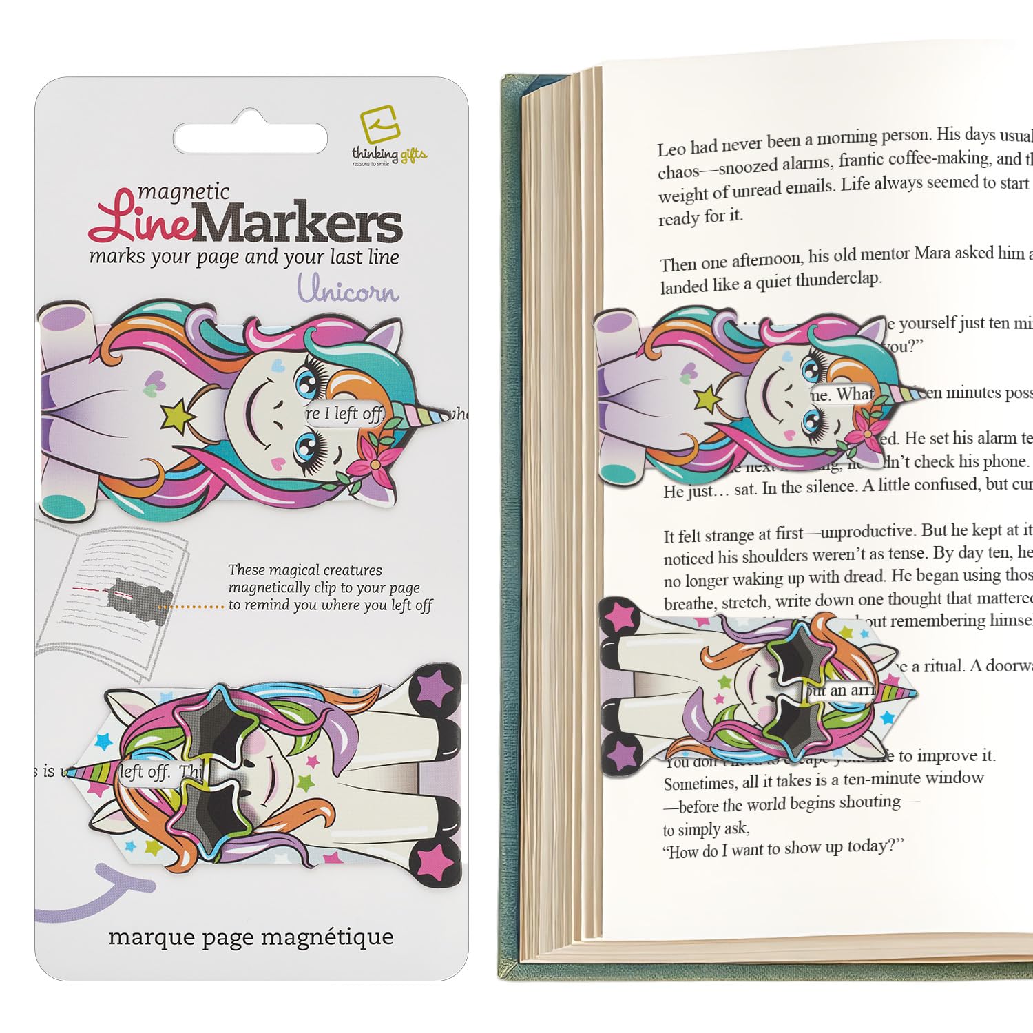 Linemarker Page Marker | Book Holder | Magnetic Bookmarks Set of 2 | Magnet Page Holder Clip for Reading | Book Marker | Gift Idea for Readers, Book Lovers (Unicorn)