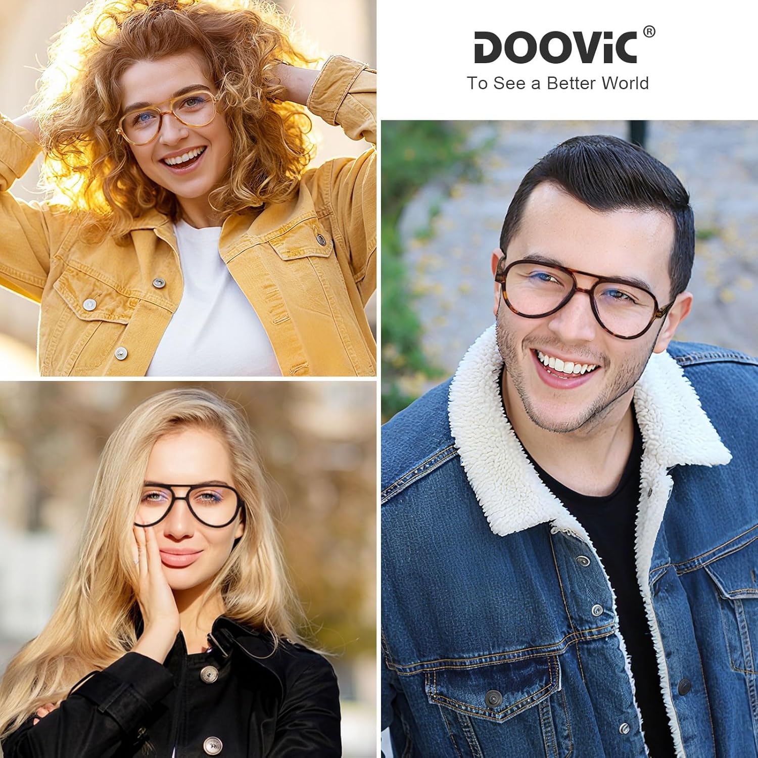 DOOViC 3 Pack Retro Aviator Reading Glasses for Women Men Lightweight Blue Light Blocking Computer Readers - Image 2
