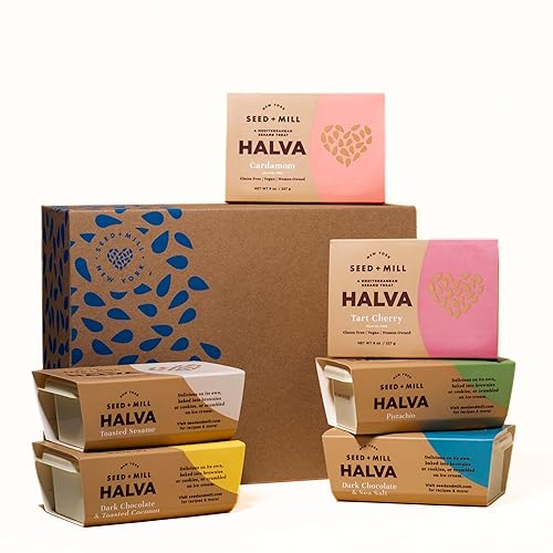 Seed + Mill - Halva - Juego de regalo de la biblioteca Halva - 6 cajas de 8 onzas de nuestros sabores más vendidos - Vegano, kosher y sin gluten -