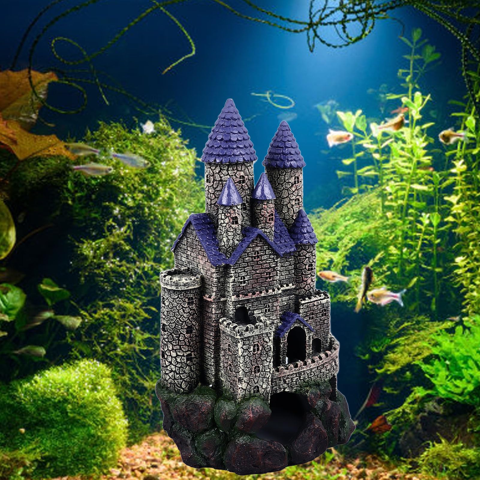 Decorazione per acquario con serratura in resina, decorazione per acquari di acqua dolce, decorazione sicura e durevole
