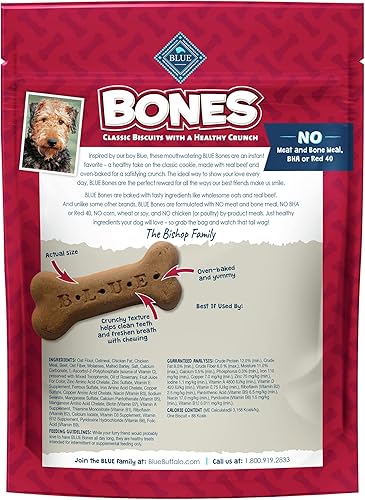 Miniatura 2 de Blue Buffalo Bones - Golosinas naturales crujientes para perros, galletas grandes para perros, carne de res (bolsa de 16 onzas, 4 unidades)