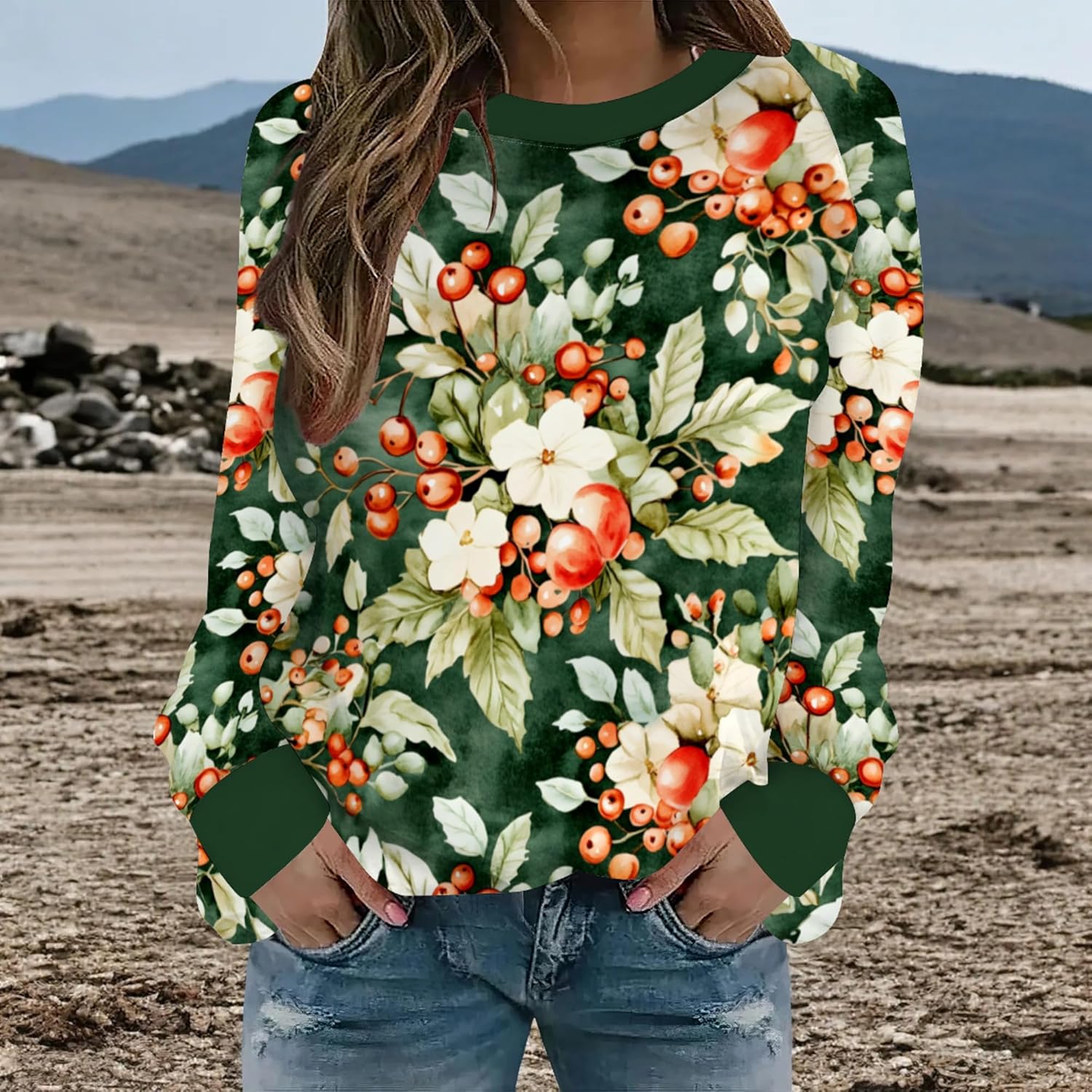 Women's Christmas Sweatshirts Funny Graphic Crewneck Pullover Tops Casual Loose Long Sleeve Tops Xmas Shirts - Image 2