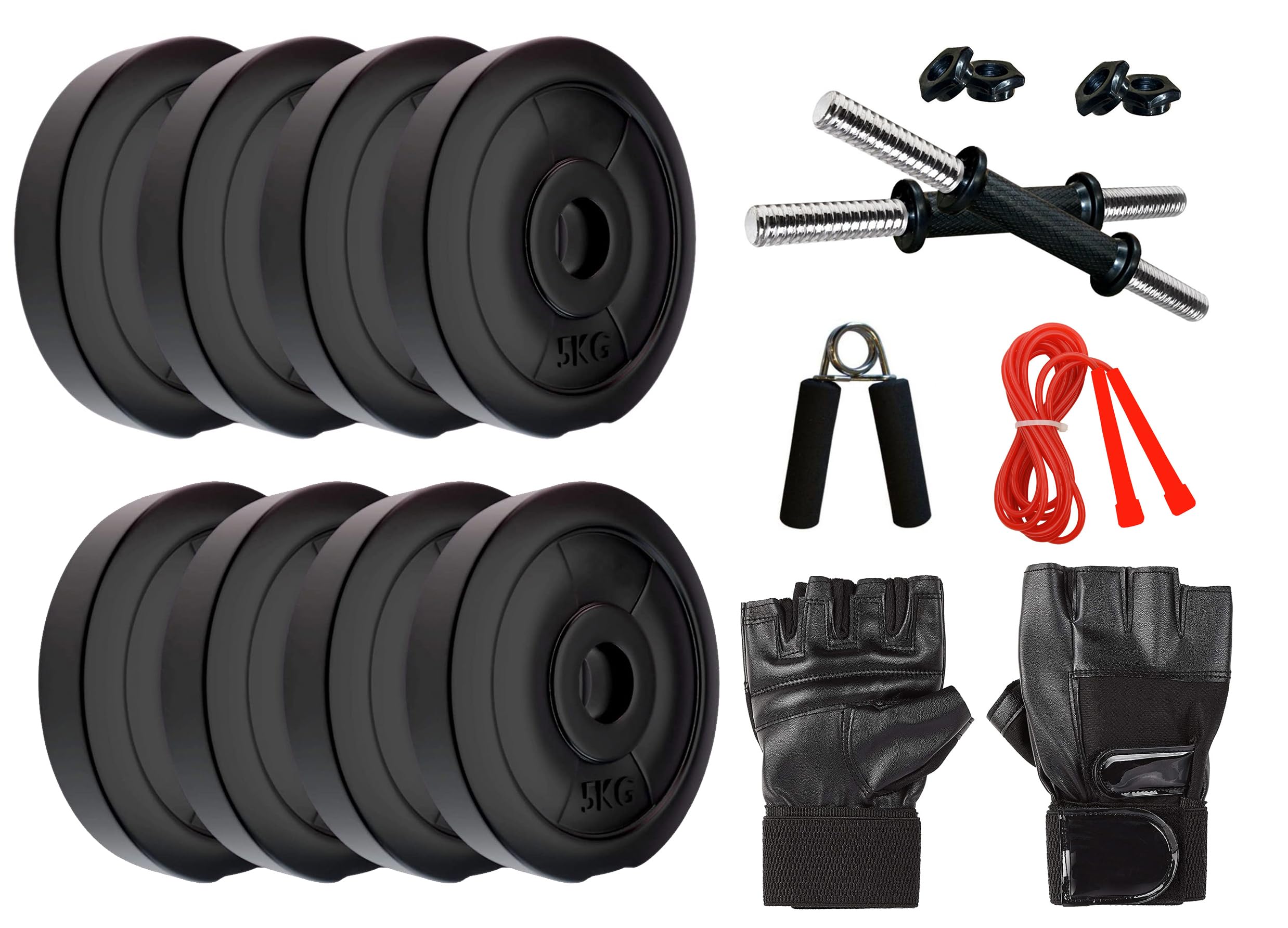 GYM INSANE Dumbbell Set, 10Kg Adjustable Dumbbell Set With 1 Pair of Adjustable Dumbbell Rods, PVC Dumbbell Plates & 1 Pair Gym Gloves, Skipping Rope, Gripper, Home Gym Combo (B0CXYQ5F6R) Amazon Price History, Amazon Price Tracker