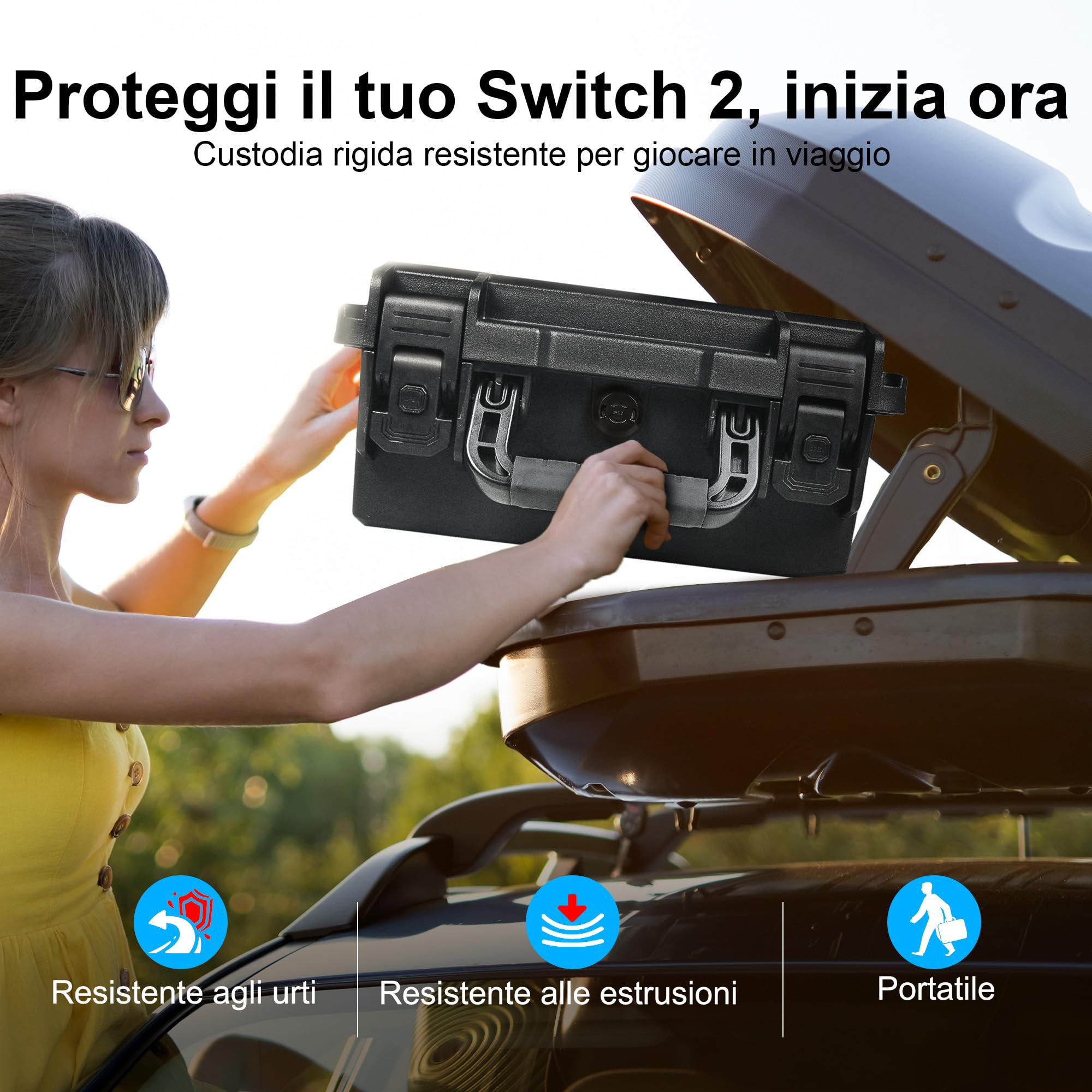LEKUFEE Custodia Rigida Impermeabile per Nintendo Switch 2, dock, controller Pro Switch 2, fotocamera Switch 2, cartucce di gioco (8 pezzi) e altri accessori (solo borsa e custodia)
