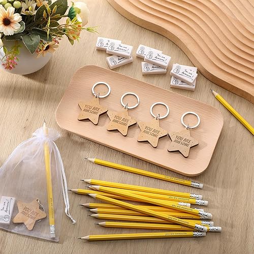 Miniatura 5 de Maitys 100 lápices motivacionales a granel regalo para estudiantes de parte del profesor You Are Awesome lápices de madera con forma de estrella,