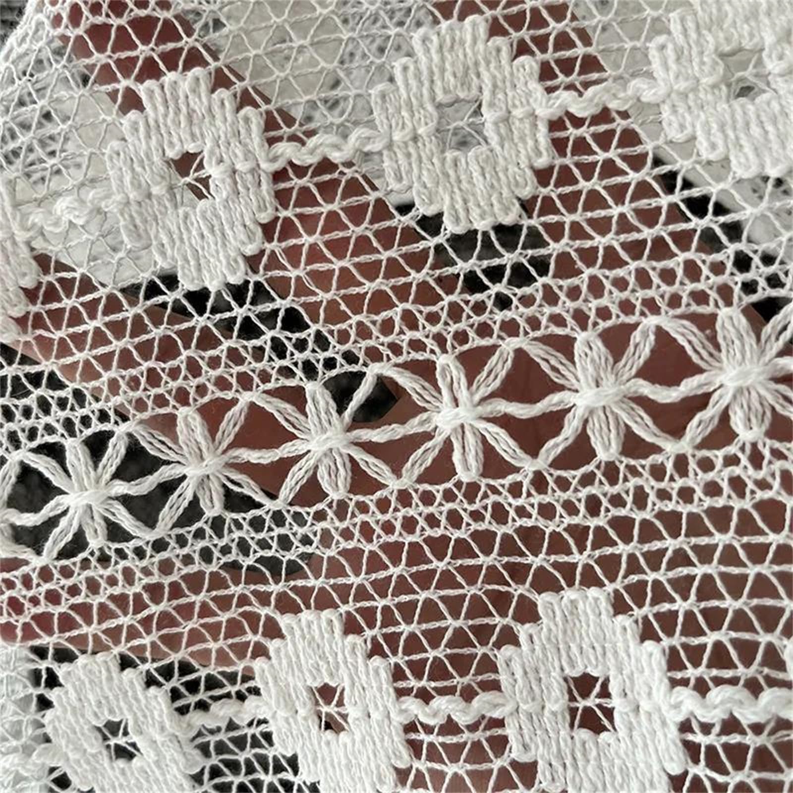 Tessuto di Pizzo Strutturato Ricamato in Cotone Cavo da 130 cm for Realizzare Abiti e progetti di Stoffa da Cucire Fatti a Mano(White)