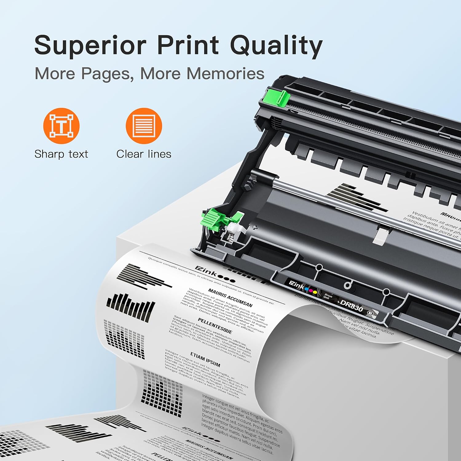 DR830 Drum Unit 2 Pack Compatible Replacement for Brother DR830 Drum DR-830 TN830 TN-830 Drum Unit to use with HL-L2460DW DCP-L2640DW HL-L2480DW HL-L2400D HL-L2405W MFC-L2820DW Printer (Not Toner)