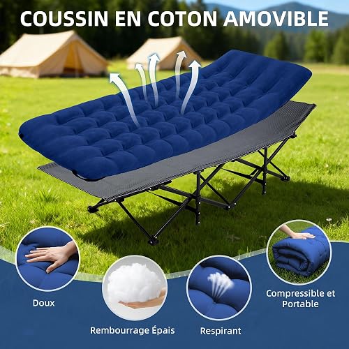 Palawano Lit de Camp Pliable 1 Personne avec Matelas Amovible - 4