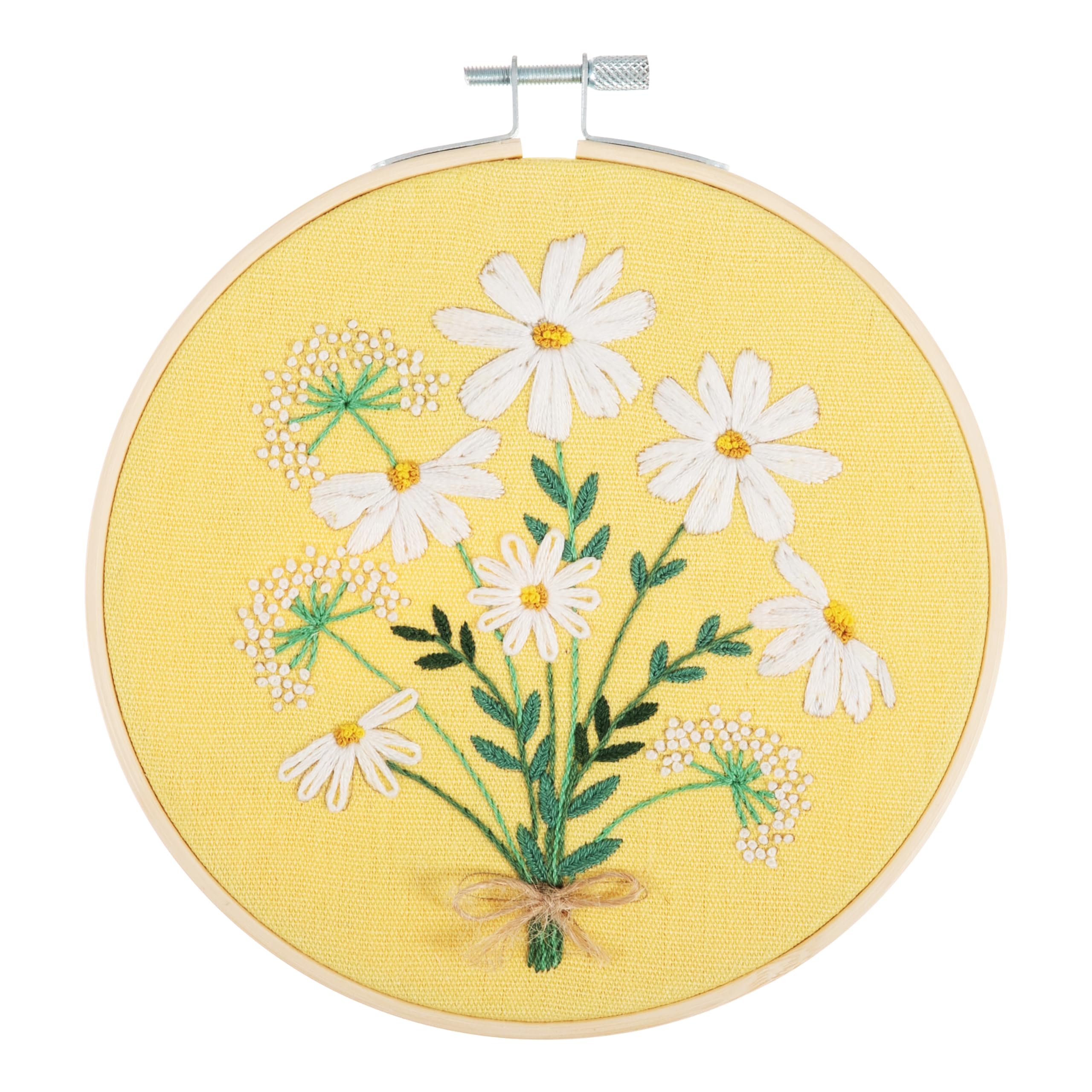 Trimits Embroidery Kits - 15cm 6" Embroidery Beginners Kit, Cross Stitch Kits for Adults, Starter Set with Bamboo Hoop, Fabric, Threads, Needle & Backing - Daisies