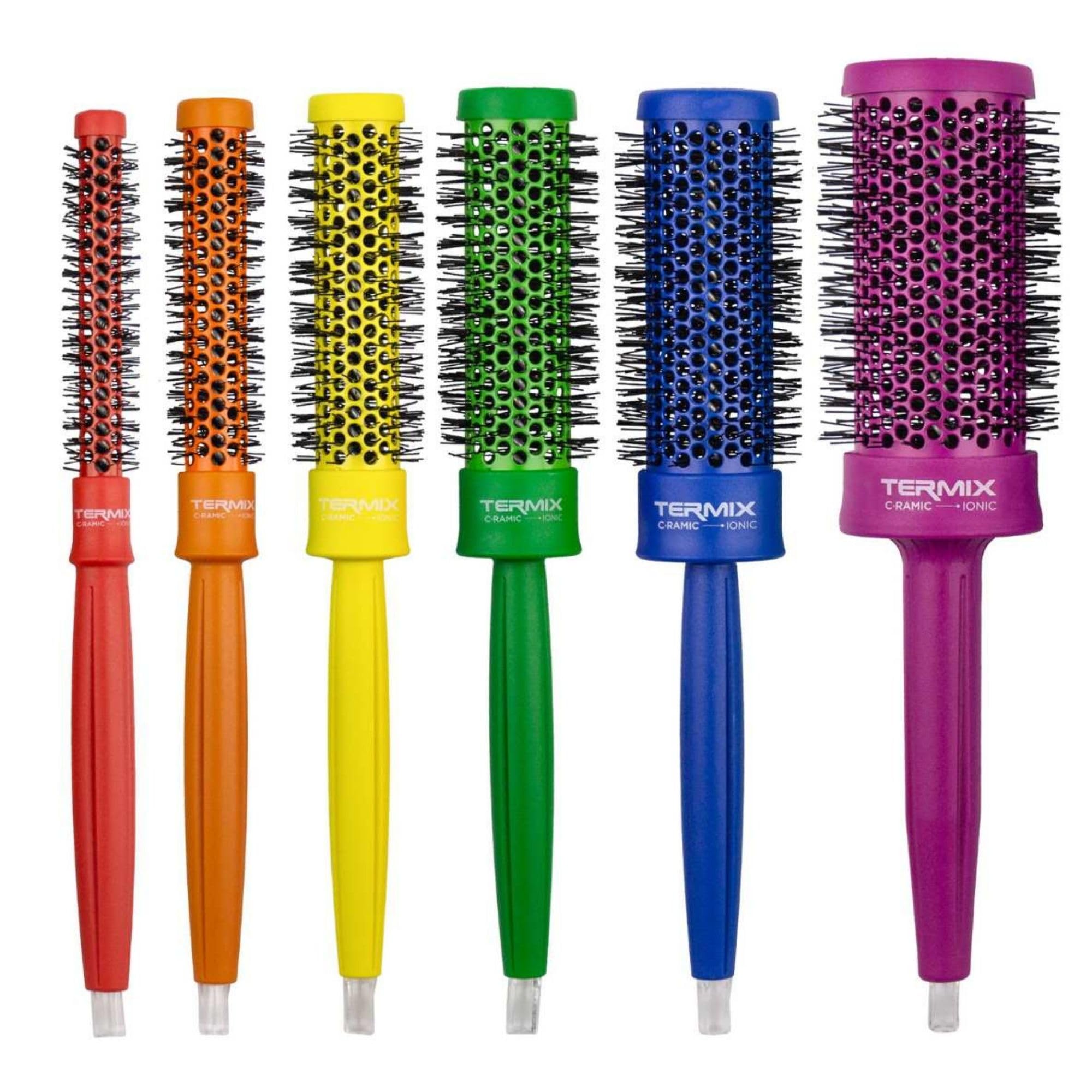 Termix C·Ramic Pride Pack of 6 Round Ceramic Thermal Brushes with Ionised Bristles Leather Pride Toiletry Bag Included Inspired by the Diversity and Freedom of the LGTBI Flag