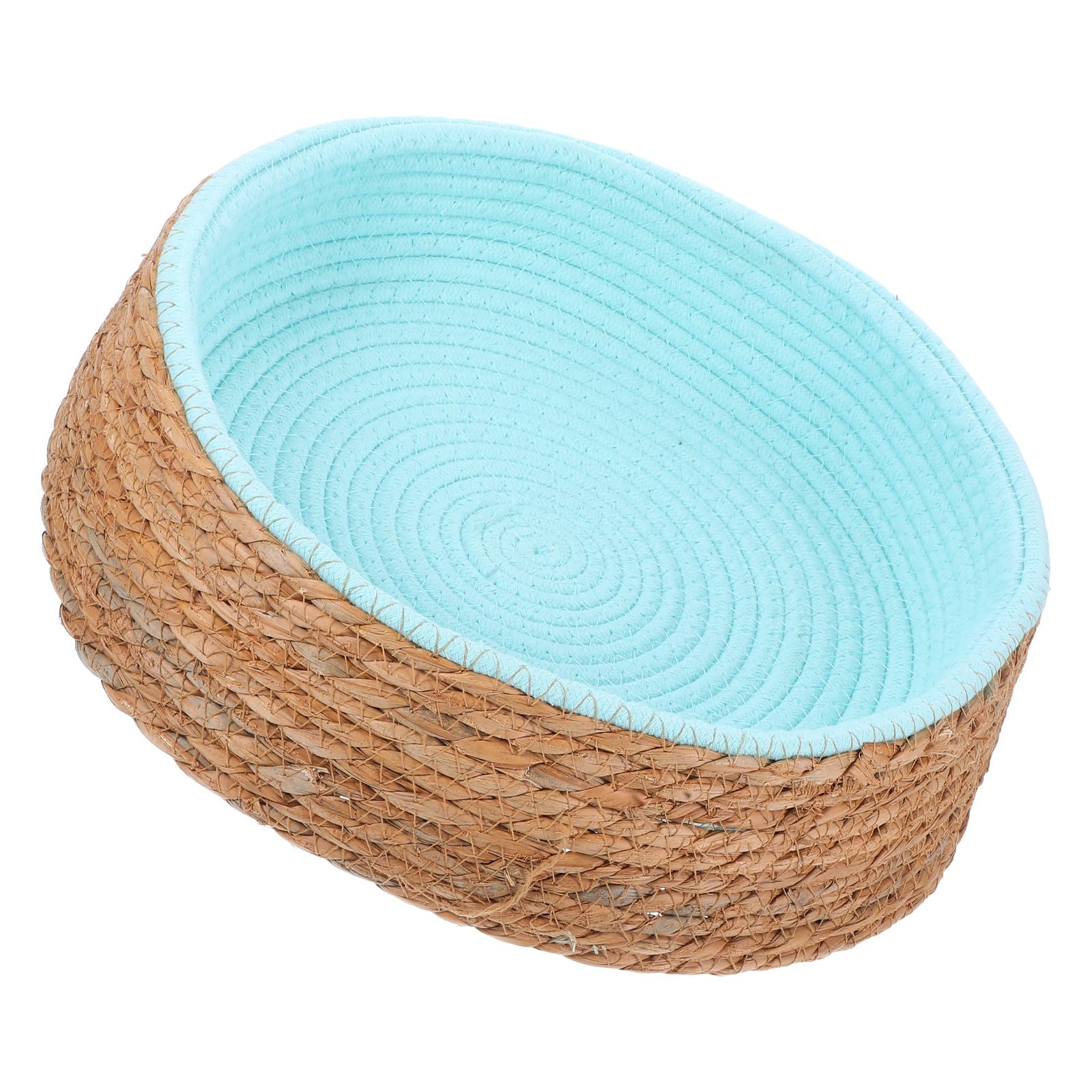 Gewebtes Katzenschlafnest aus Rattan und Gras Rundes Haustierbett für Kleine Hunde Atmungsaktiv und Robust für Gebrauch in Wohnräumen