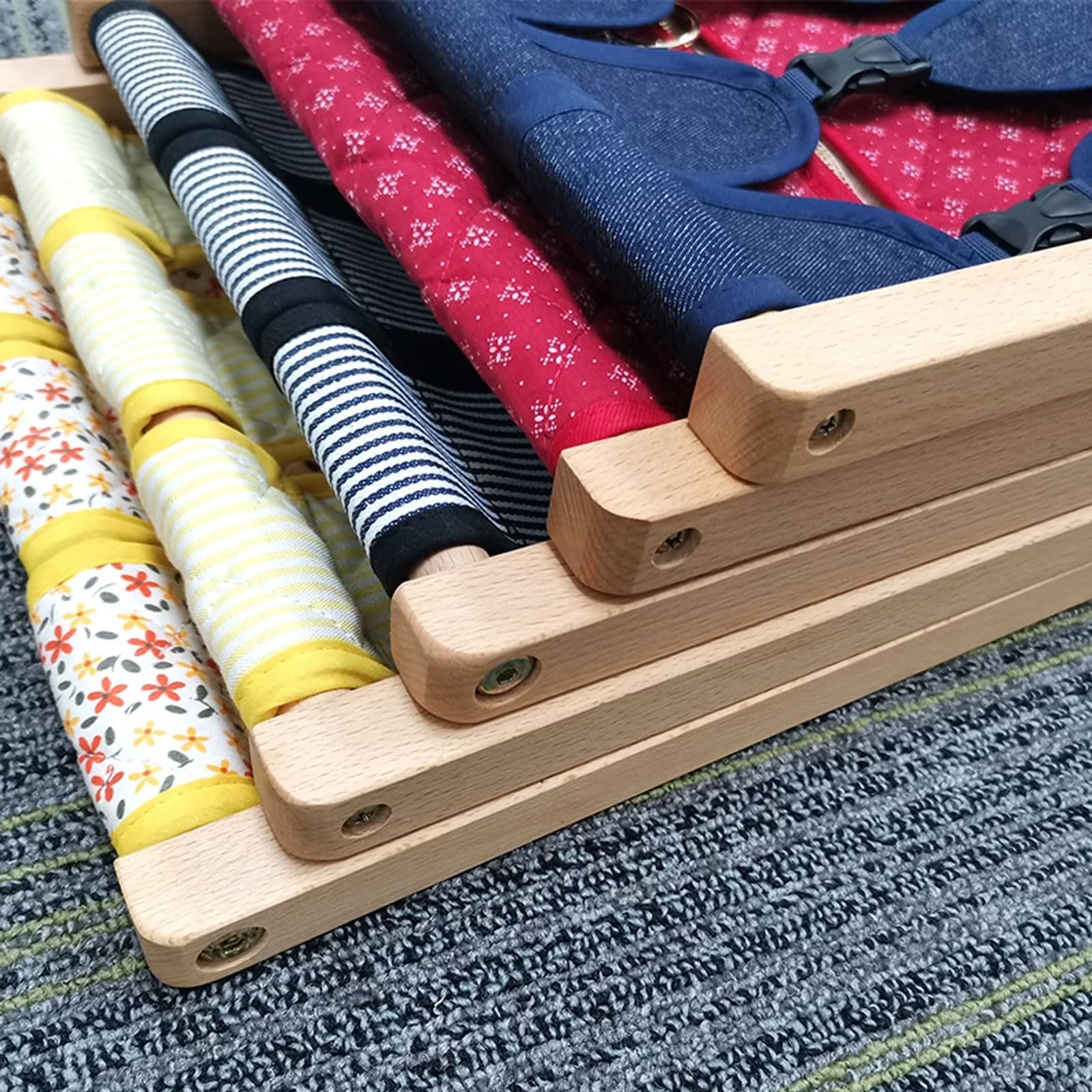 Telaio da vestizione in Legno Montessori | Tavola Allacciare Vestiti, Cerniera, Bottone, Pressione, Fibbia, Giocattolo Pratica, Giocattolo Abilità Motorie Fini