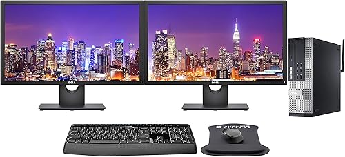 Optiplex 9020, Intel i7, 16 GB, SSD de 500 GB, 2 nuevos monitores de 24 pulgadas, WiFi, Windows 10 Pro (renovado)