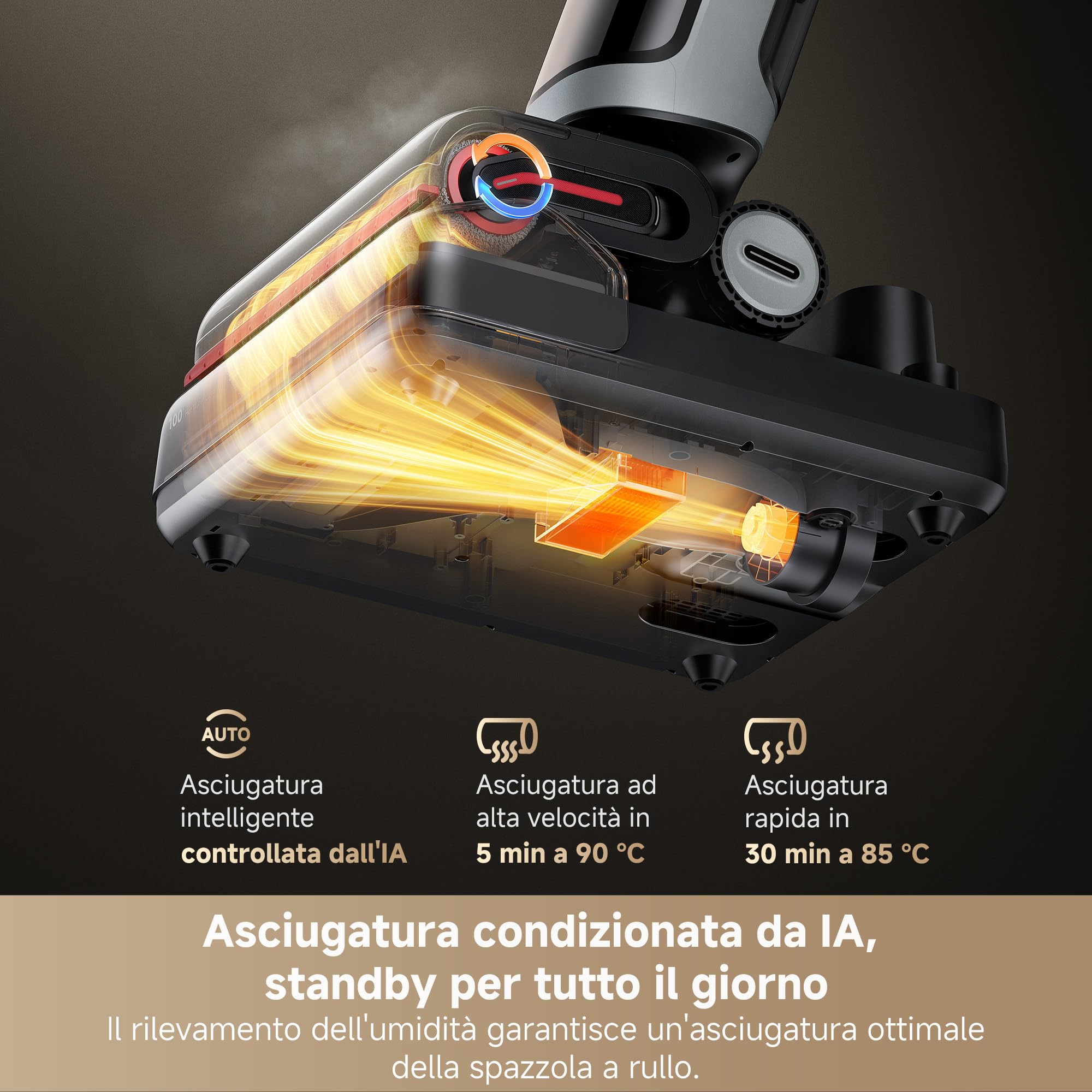 DREAME H15 Pro Heat Aspirapolvere Lavapavimenti, Lavaggio 85 °C, Braccio Robotico IA GapFree, RGB, Aspirazione 22.000 Pa, 0 Grovigli,Lavaggio Spazzola 100 °C,Asciugatura 5 Min 90 °C,Navigazione e App