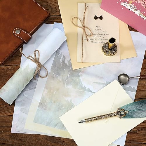 Miniatura 2 de 60 hojas de papel estacionario, 4 estilos de acuarela escénica, papel de escritura estacionario, papel de escritura de doble cara, 8.5 x 11 pulgadas