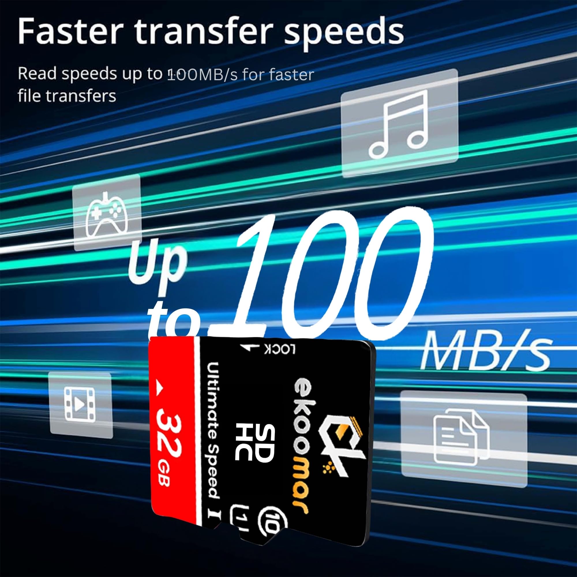 Karta SD – klasa 10, szybka karta pamięci 100 MB/s do aparatu cyfrowego, kamery samochodowej i nagrywania wideo, trwałe i niezawodne przechowywanie pamięci, karta SD aparatu 32 GB (1 szt.)