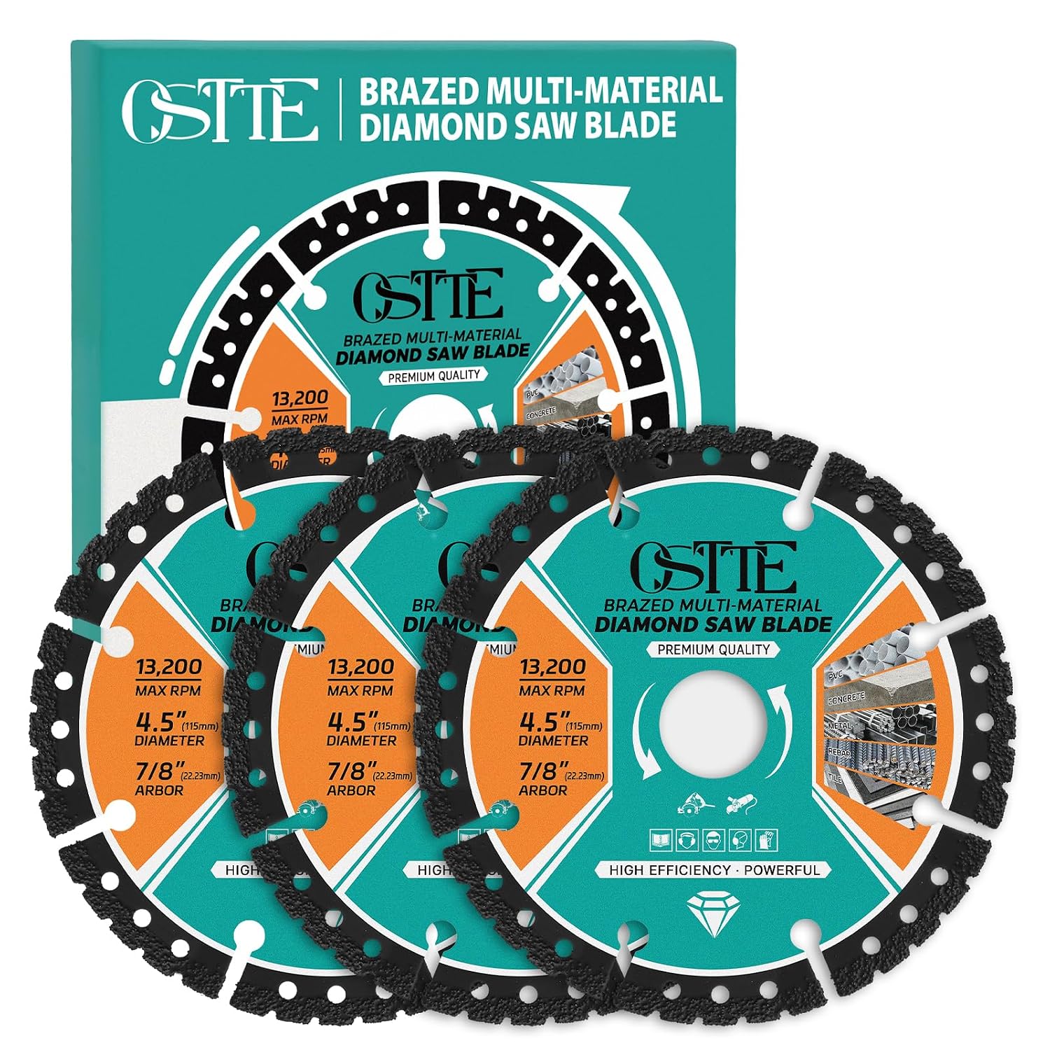 3Pcs 4.5" Multi-Purpose Diamond Saw Blade for Angle Grinder | Cut Off Wheel for Angle Grinder, Metal/Tile/Marble/Quartz/Stone/Plastic, 7/8" Arbor, Ultra-Thin No Chipping, Dry/Wet Cut