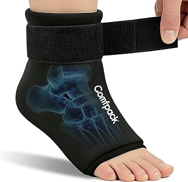 Ankle Ice Pack Wrap - Reusable Hot & Cold Therapy | Flexible gel wrap for 360 foot pain relief, perfect for plantar fasciitis & sprains.
