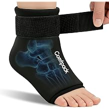 Comfpack Ankle Ice Pack Wrap for Swelling, Reusable Foot Ice Pack Wrap, Hot & Cold Therapy Compression Sleeve for Plantar Fasciitis Relief, Achilles Tendonitis, Sprain, Heel Pain, Sprained