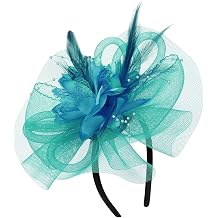 Women Fascinators Mesh Flower Kentucky Derby Tea Party Hat Feather Headband Fascinator Hat for Wedding Bride Church Opera