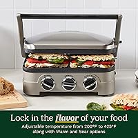 Vista 5 de Cuisinart Griddler Indoor Grill, Panini Press, Sandwich Maker & More, 5-in-1 Grilling, Dishwasher-Safe Nonstick Cooking Plates, GR-4NNAS, Stainless