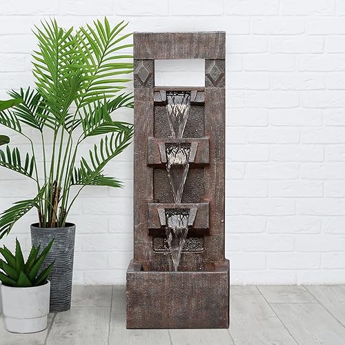 Miniatura 7 de Bumilgar Fuentes de agua de jardín interiorexterior, fuente de cascada de pie de 47.2 pulgadas con luces LED y bomba para jardín, patio, patio,