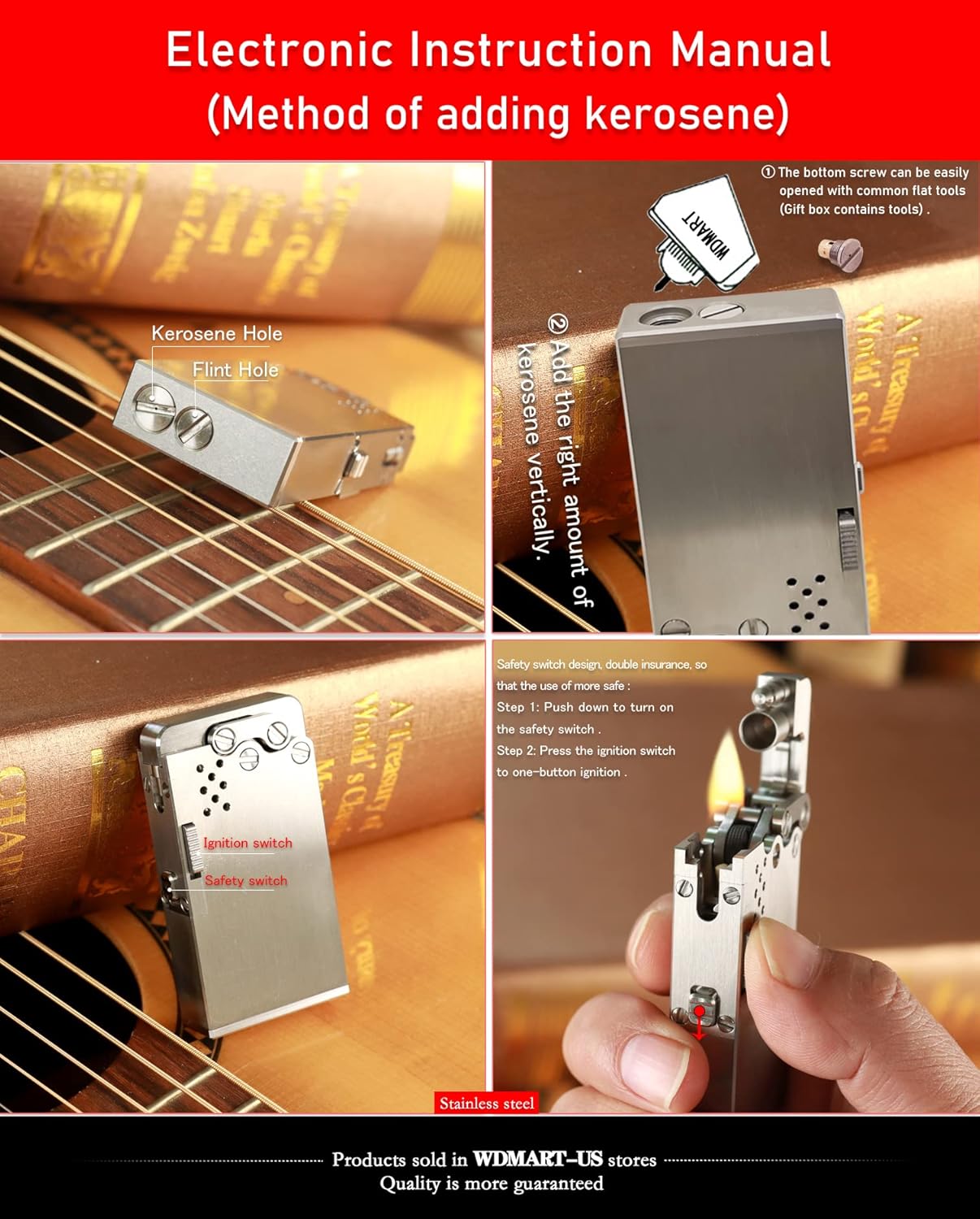 WDMART-US Advanced Titanium Alloy Automatic Lighter - Oil Soft Flame - Metal Open Flame, Titanium Alloy Limited Edition