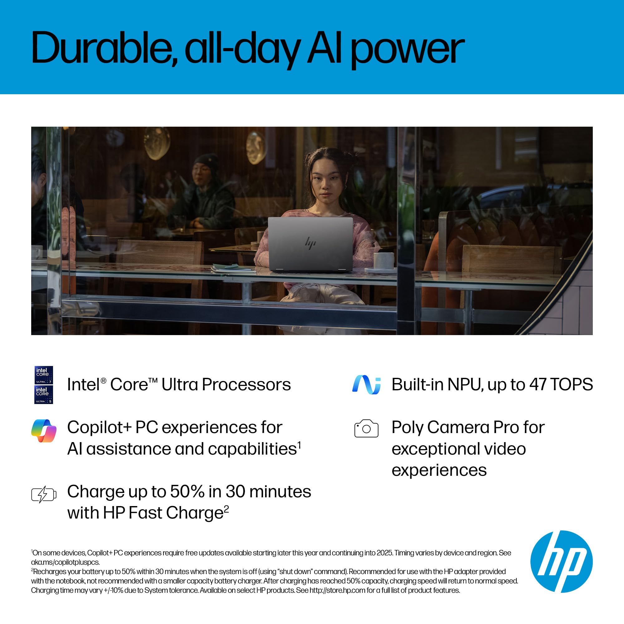 HP OmniBook X Flip NGAI 14" Laptop | CoPilot+ PC | Intel® Core™ Ultra 5-226V Processor | 16GB RAM | 512GB SSD | Intel® Arc™ 130V | 2K IPS Touchscreen | Up to 22.75Hr Battery | Windows 11 | 14-fm0005sa — view 5
