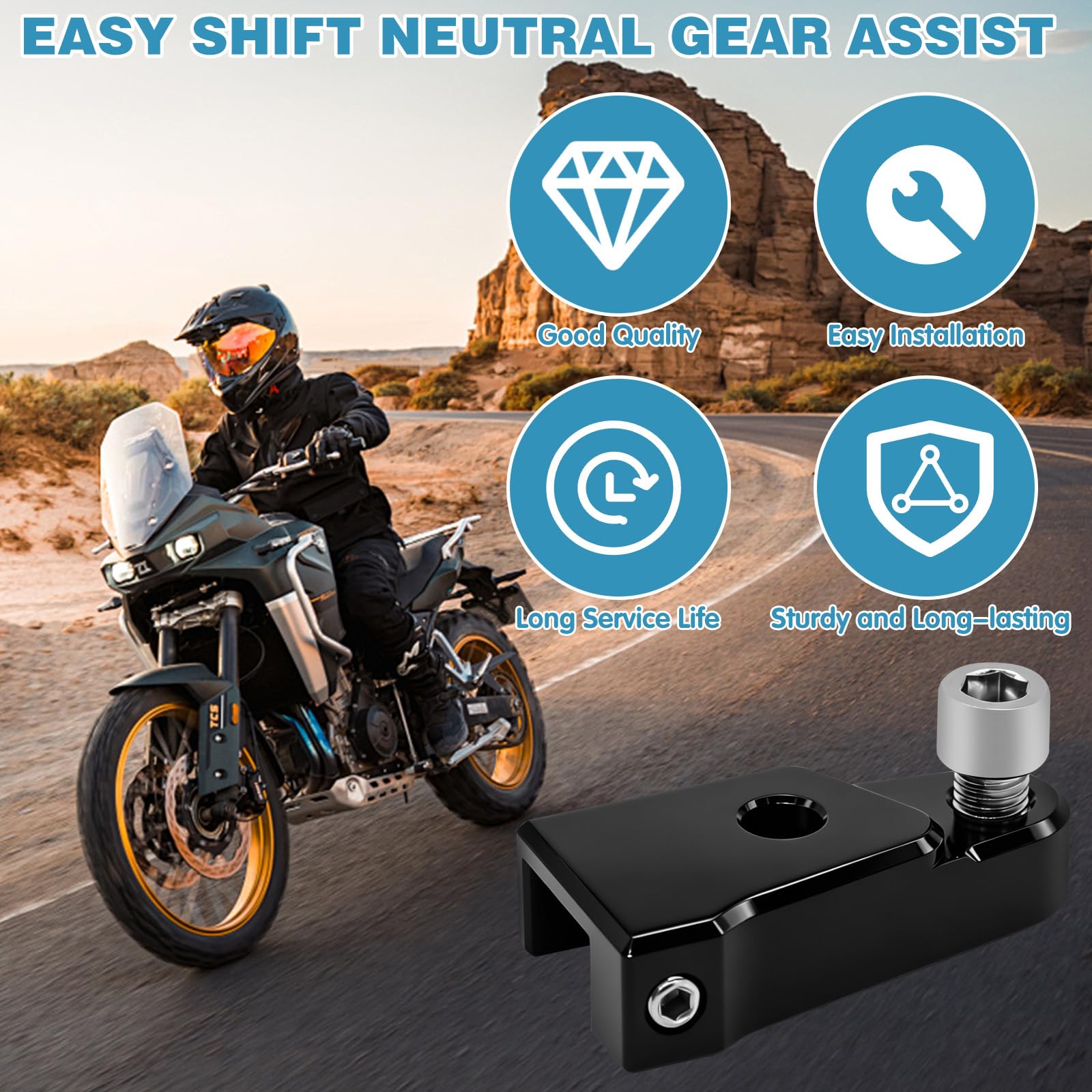 Motorrad EZ Shift Neutralganghilfe, Neutralganghilfe-Kit for Harley EZ Shift, Motorrad-Landesystem for Harley Twin Cam M8, Einfache Hilfsrahmenhalterung (Schwarz)